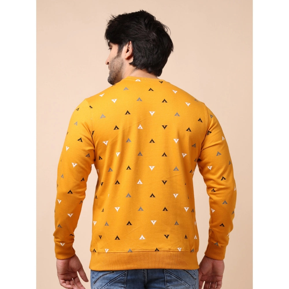 Amfyn Men's Casual Cotton Printed Round Neck Full Sleeve Sweat Shirt (Mustard)