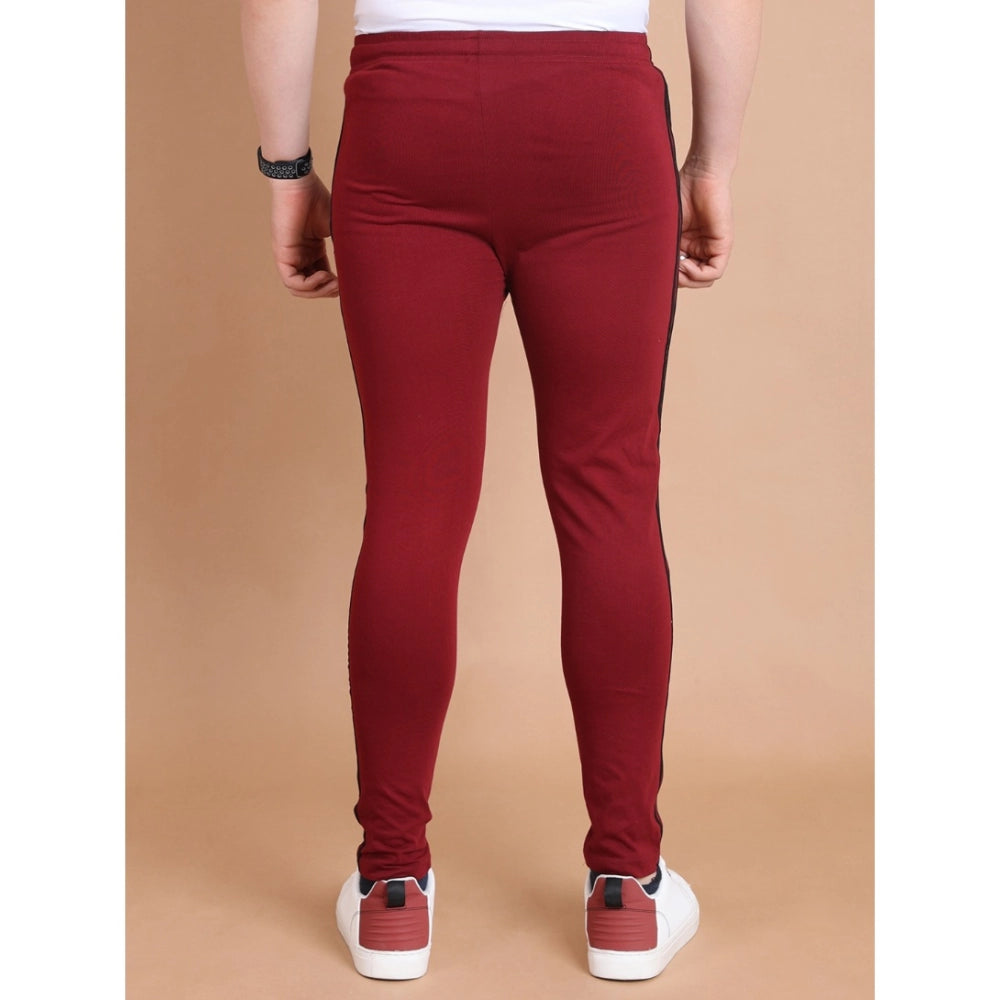 Amfyn Men's Casual Cotton Striped Full Length Track Pant (Maroon)