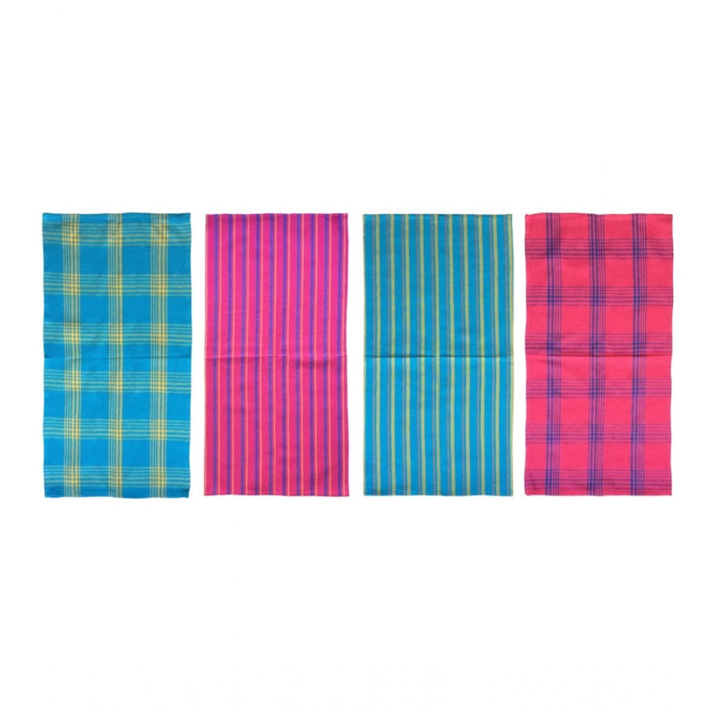 Amfyn Pack Of_4 Cotton Checkered Kitchen Towel Sets (Multicolor, Size: 15x25 In)