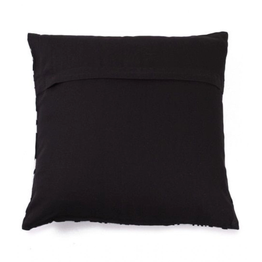 Amfyn Pack Of_2 Cotton Printed Cushion Cover Sets (Black, Size: 16x16 In)