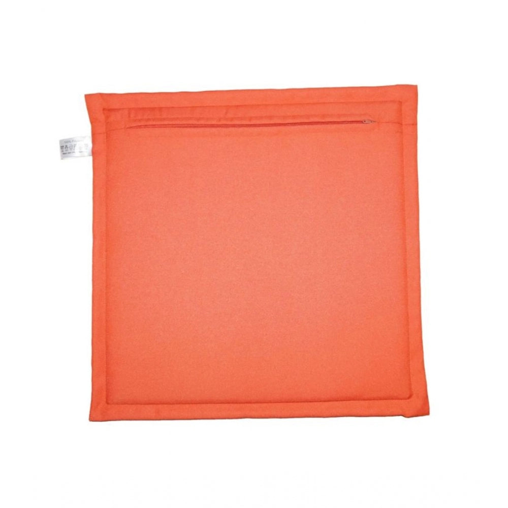 Amfyn Pack Of_4 Polyester Solid Chairpads (Orange, Size: 16x16 In)