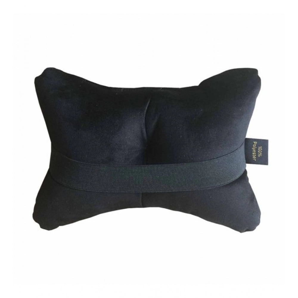 Amfyn Pack Of_4 Polyester Solid Car Pillow Sets (Black & Pink, Size: 12x12 In)