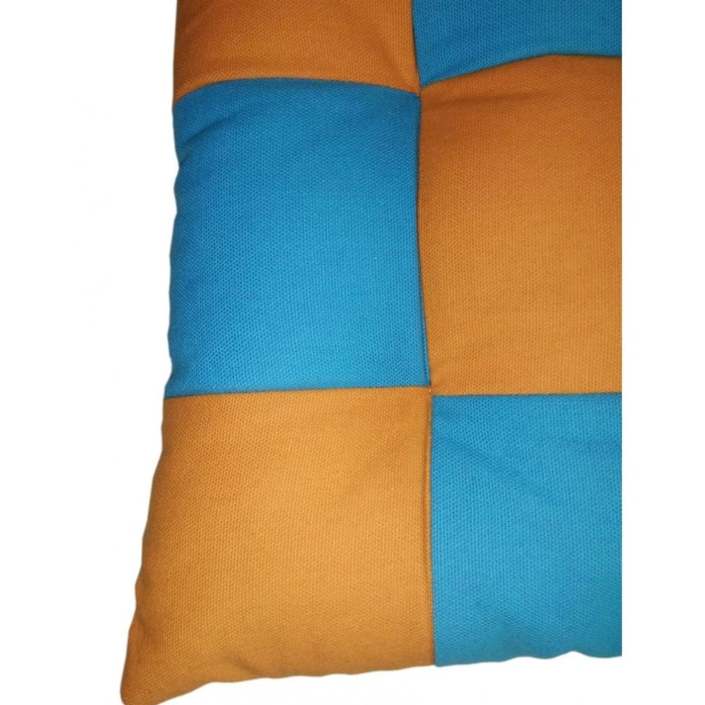 Amfyn Cotton Blended Solid Chair Cushions (Beige & Orange, Size: 16x16 In)