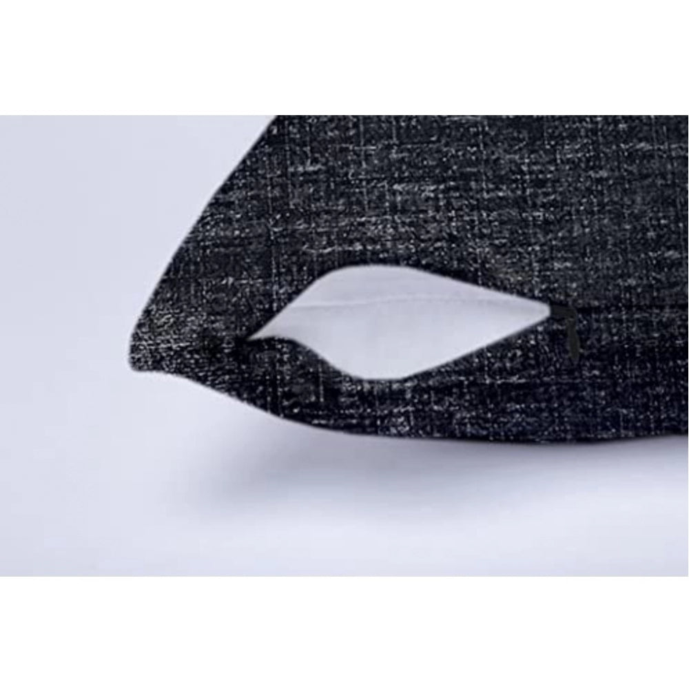 Amfyn Pack Of_2 Chenille Checkered Cushion Covers (Black, Size: 18x18 In)