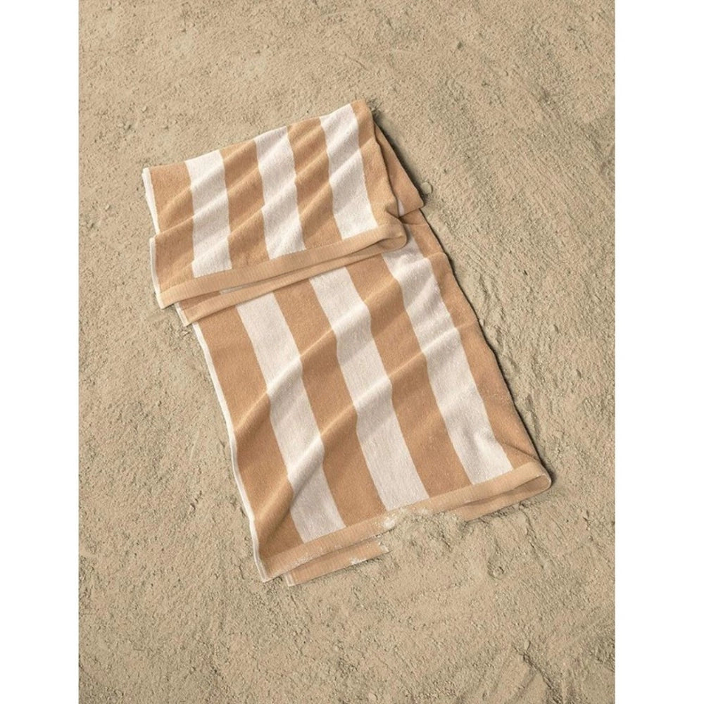 Amfyn Cotton Striped Bath Towels (Beige & White, Size: 36x71 In)