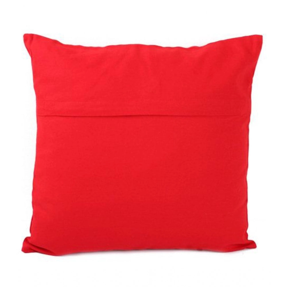 Amfyn Pack Of_2 Cotton Printed Cushion Cover Sets (Red, Size: 16x16 In)