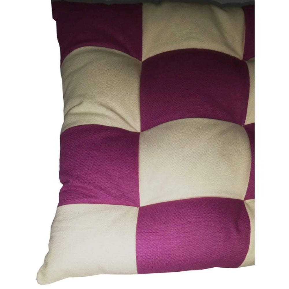 Amfyn Cotton Blended Solid Chair Cushions (Purple & White, Size: 16x16 In)