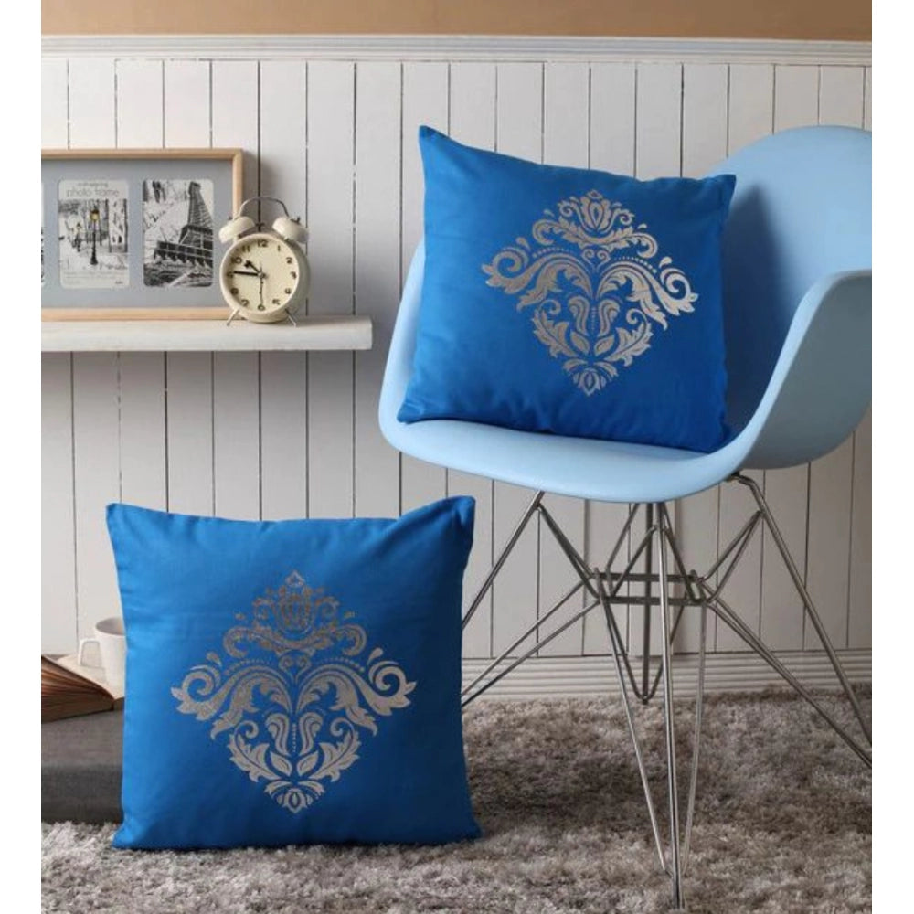 Amfyn Pack Of_2 Cotton Printed Cushion Cover Sets (Blue, Size: 16x16 In)