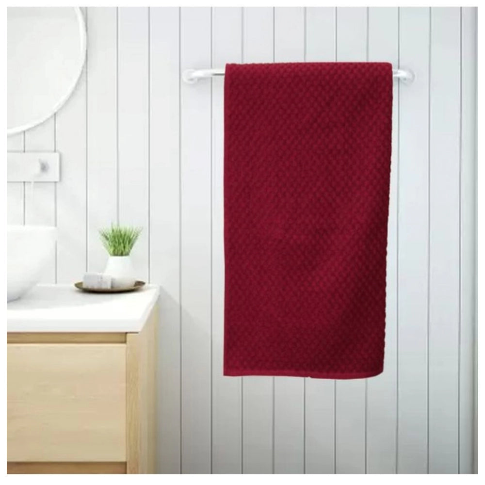 Amfyn Cotton Popcorn Weave Bath Towels (Maroon)