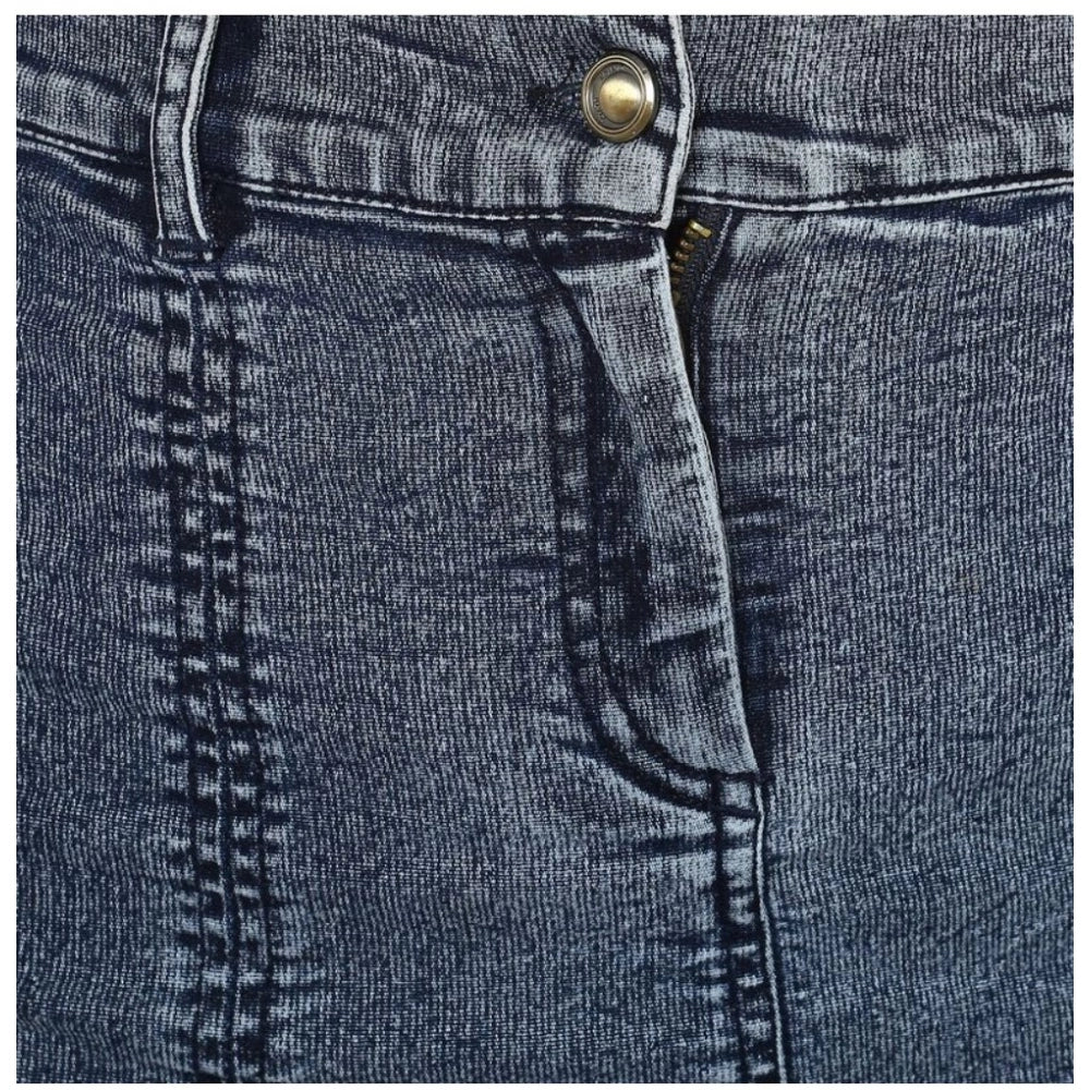 Amfyn Women's Denim Tie Up Buttoned Skirt (Blue)