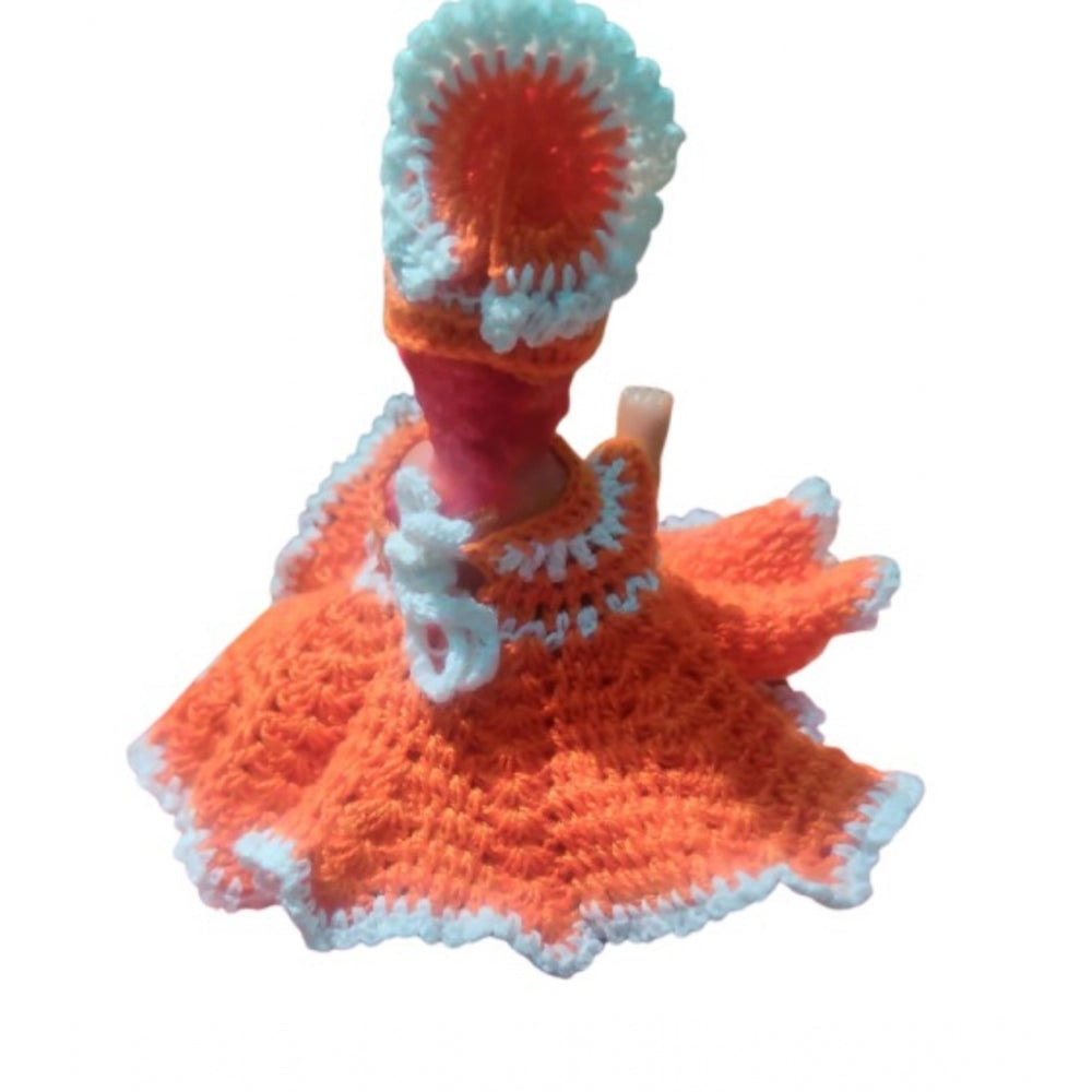 Amfyn Laddu Gopal Tharad Dress Size: 0 To 6 (Orange-White)