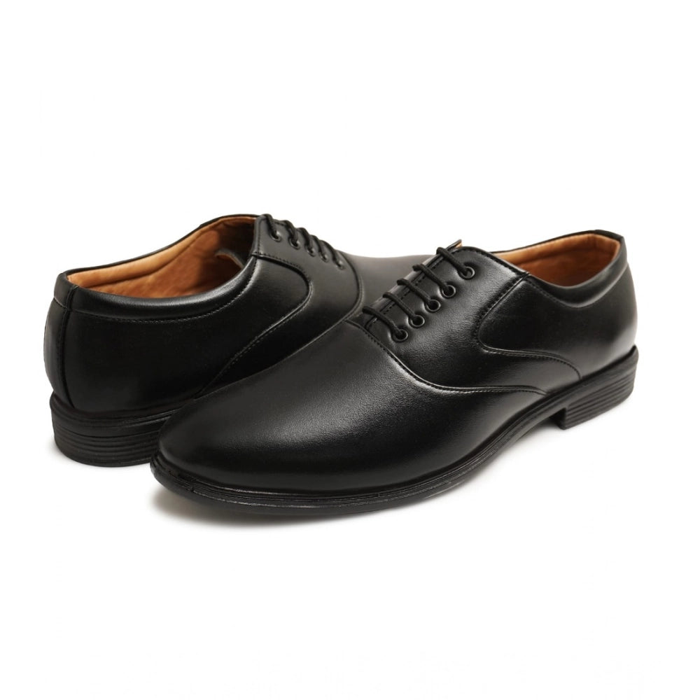 Amfyn Men's Casual Faux Leather Solid Lace-Up Formal Shoes (Black)