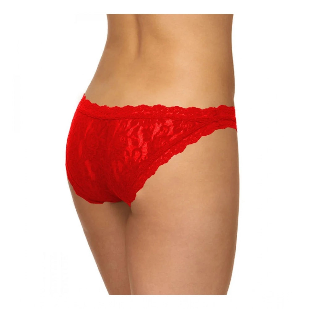 Amfyn Women's Pack Of_2 Nylon Spandex Self Design Brief Panty (Red, Free Size: Fit to S, M, L)