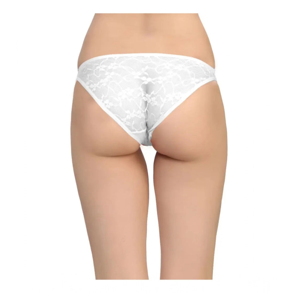 Amfyn Women's Pack Of_2 Nylon Spandex Self Design Brief Panty (White, Free Size: Fit to S, M, L)