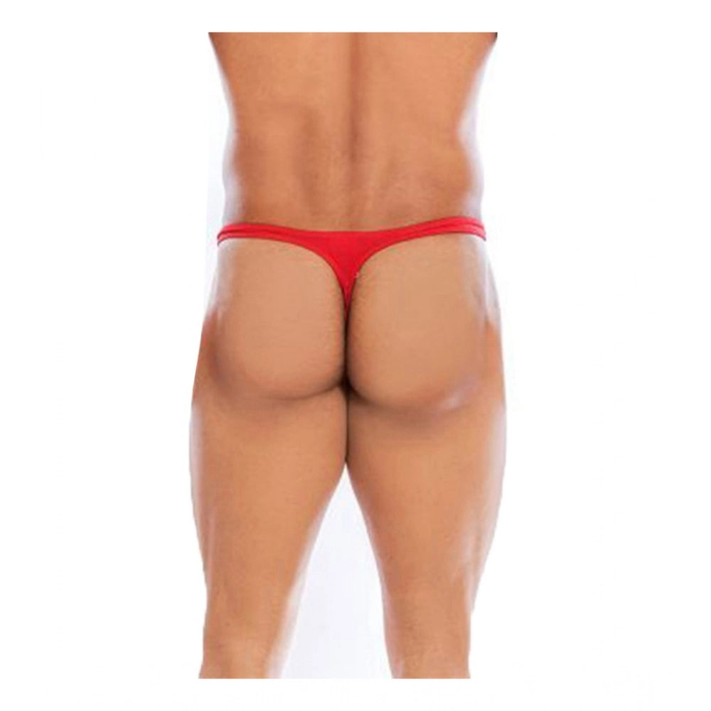 Amfyn Men's Pack Of_2 Polyester Spandex Solid Thong Underwear (Red, Free Size: Fit to S, M, L)