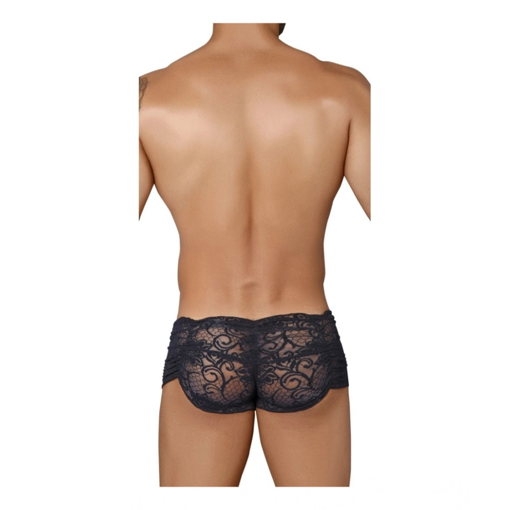 Amfyn Men's Pack Of_2 Nylon Spandex Self Design Boxer Underwear (Black, Free Size: Fit to S, M, L)