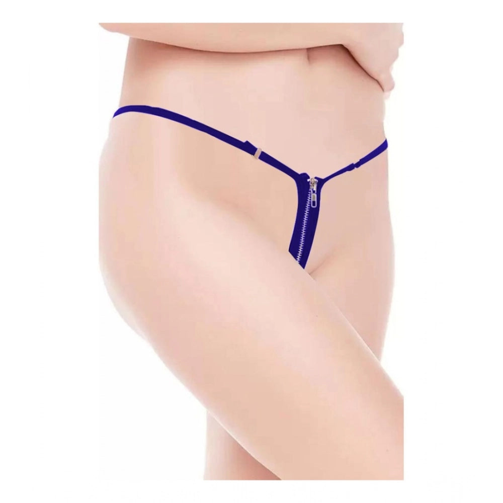 Amfyn Women's Pack Of_2 Polyester Spandex Solid G String Erotic Panty (Navy Blue, Free Size: Fit to S, M, L)