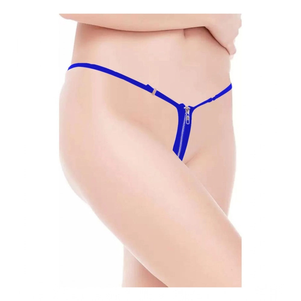 Amfyn Women's Pack Of_2 Polyester Spandex Solid G String Erotic Panty (Royal Blue, Free Size: Fit to S, M, L)
