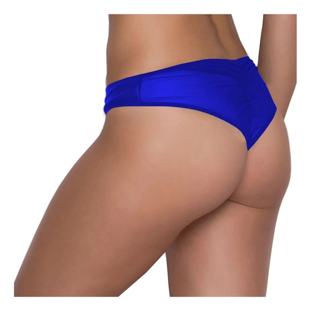 Amfyn Women's Pack Of_2 Polyester Spandex Solid Thong Panty (Royal Blue, Free Size: Fit to S, M, L)