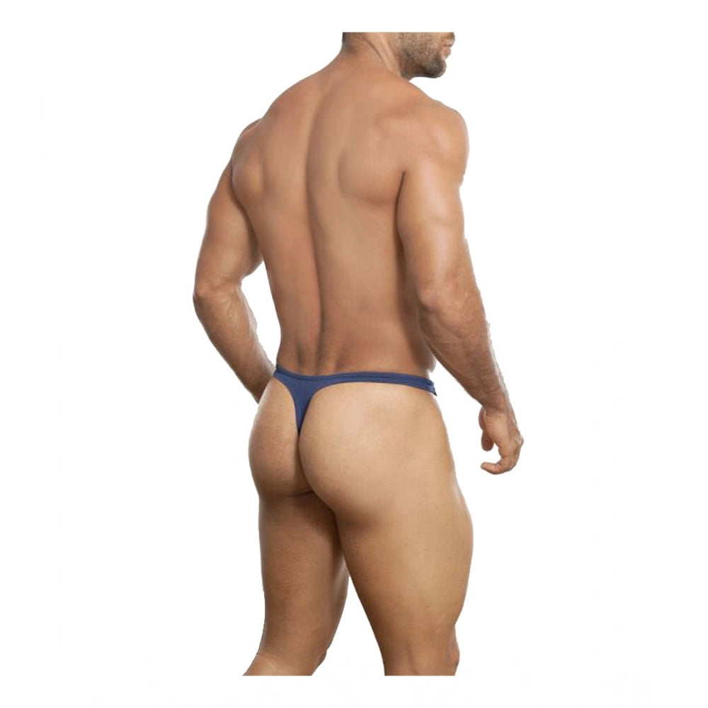 Amfyn Men's Pack Of_2 Polyester Spandex Solid Thong Underwear (Navy Blue, Free Size: Fit to S, M, L)