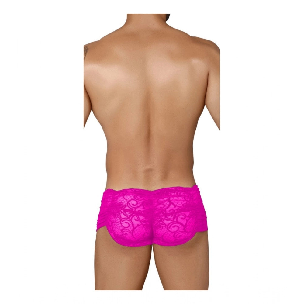 Amfyn Men's Pack Of_2 Nylon Spandex Self Design Boxer Underwear (Pink, Free Size: Fit to S, M, L)