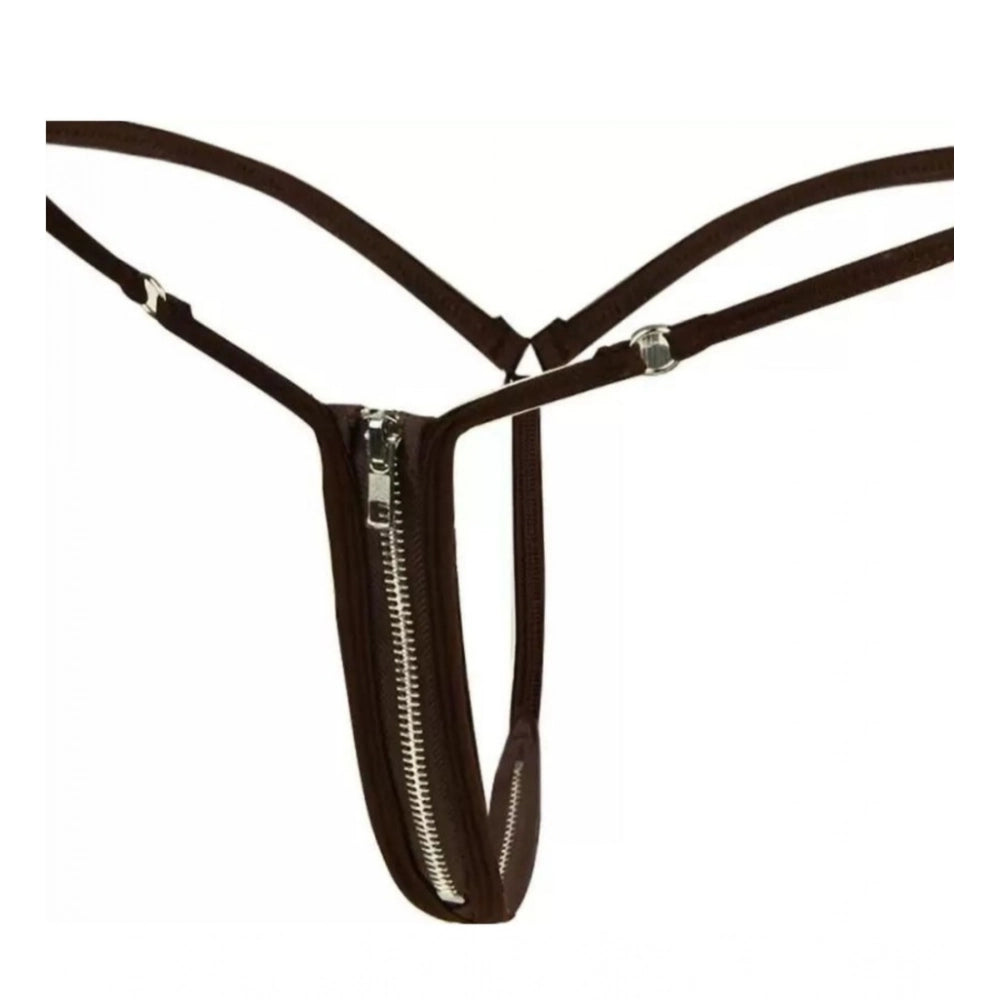 Amfyn Women's Pack Of_2 Polyester Spandex Solid G String Erotic Panty (Black, Free Size: Fit to S, M, L)