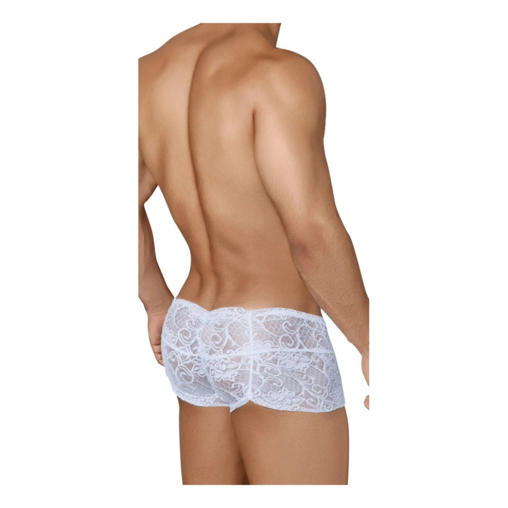 Amfyn Men's Pack Of_2 Nylon Spandex Self Design Boxer Underwear (White, Free Size: Fit to S, M, L)