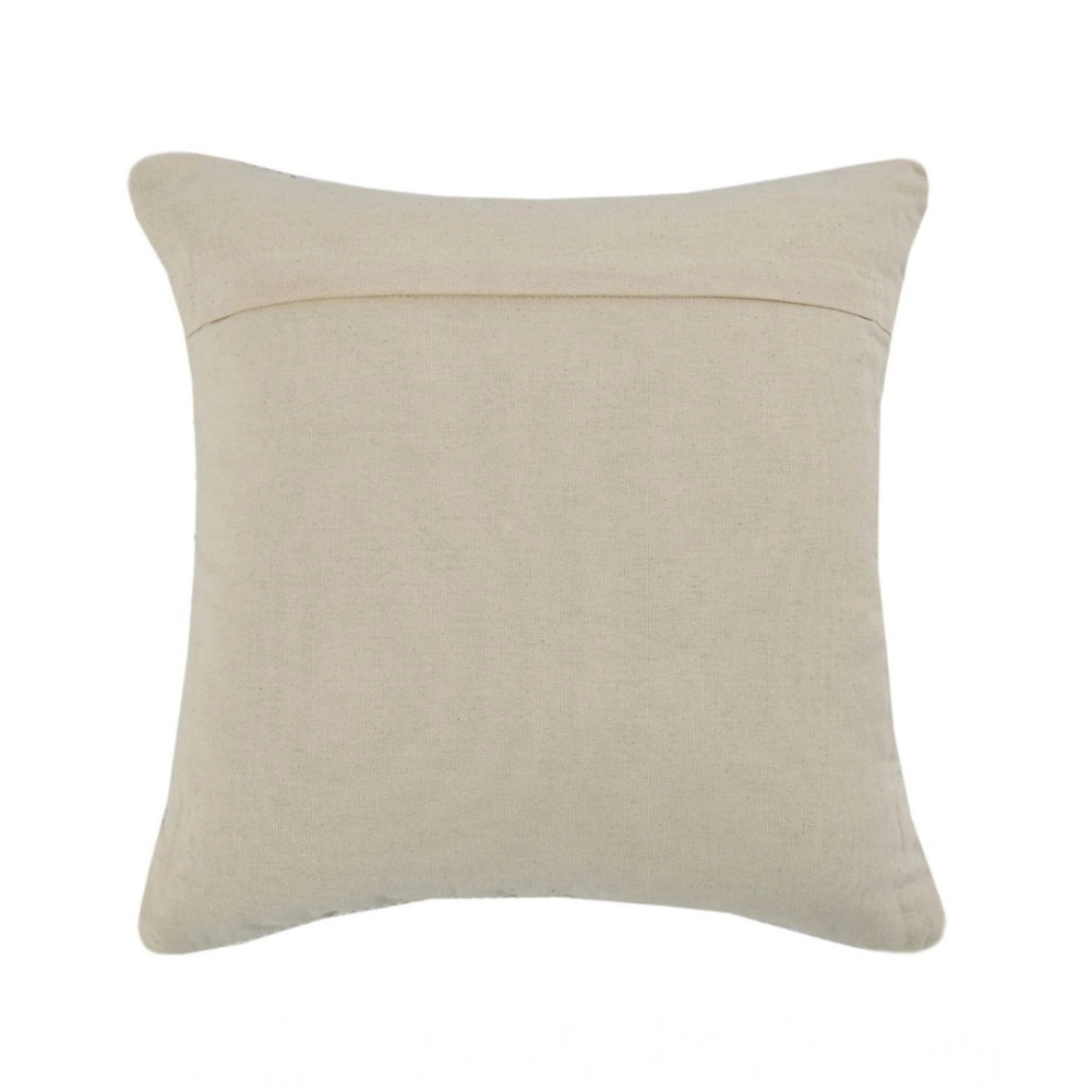 Amfyn Cotton Diamond Handcrafted Pit Loom Cushion Cover 16x16 Inch Pack of 2 (Grey Cream)