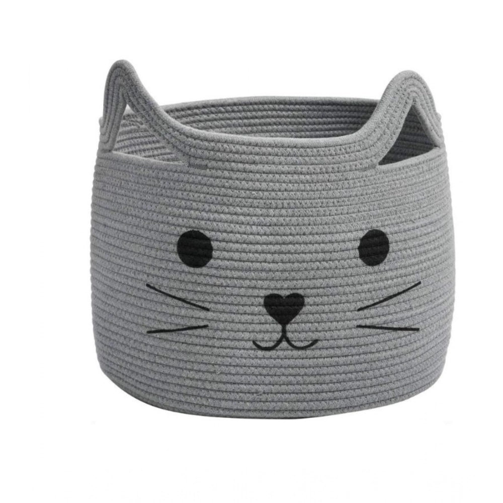 Amfyn Cotton Large Storage Cat Basket 15x11 Inch Pack of 1 (Grey)