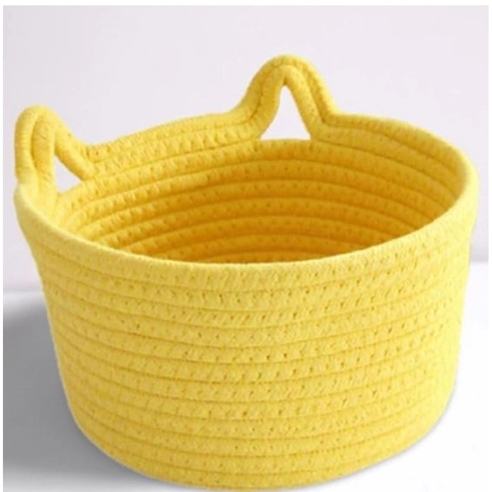 Amfyn Cotton Plain Cat Basket 9x5 Inch Pack of 1 (Yellow)