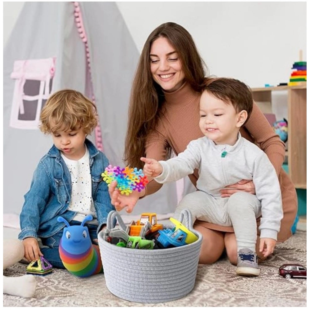 Amfyn Cotton Plain Cat Basket 9x5 Inch Pack of 1 (Grey)