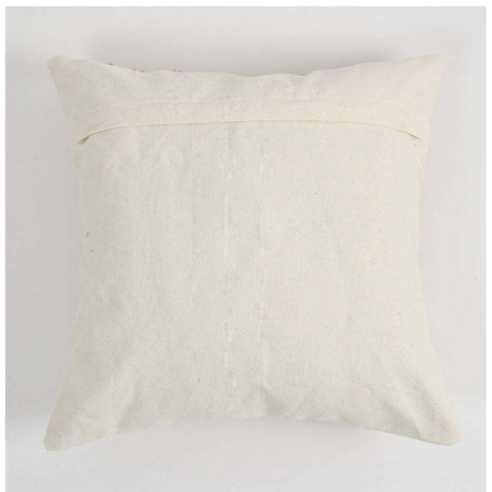Amfyn Cotton Tufted Cushion Pillow Cover 16x16 Inch Pack of 2 (Ranibow)