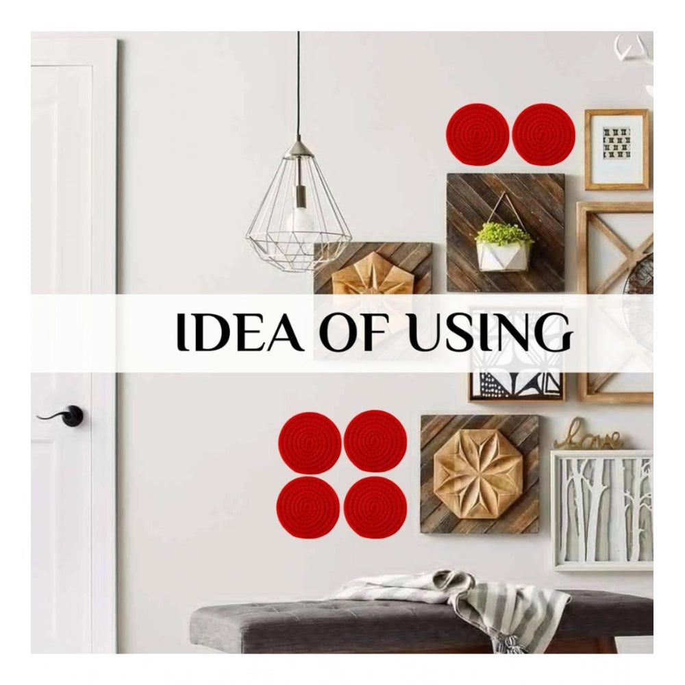 Amfyn Cotton Rope Drink Coasters 4 Pcs Set (Red)