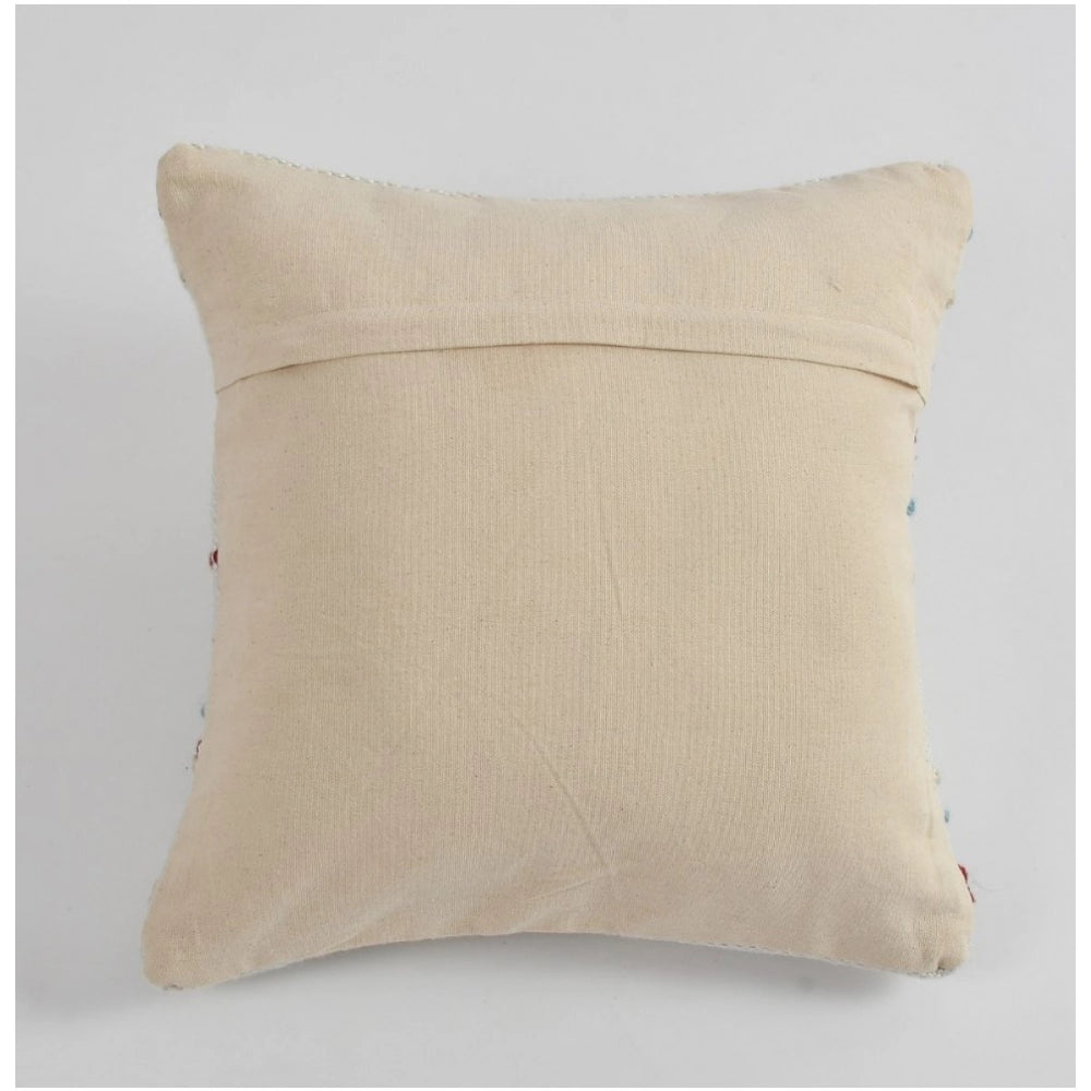 Amfyn Cotton Handcrafted Pit Loom Cushion Cover 16x16 Inch Pack of 2 (Sea Green)