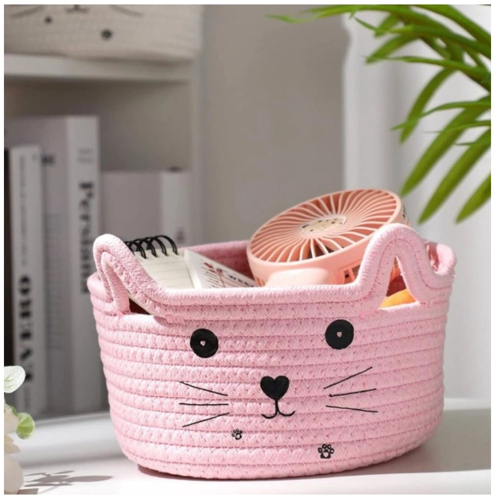Amfyn Cotton Small Cat With Face Basket Pack of 1 (Pink)