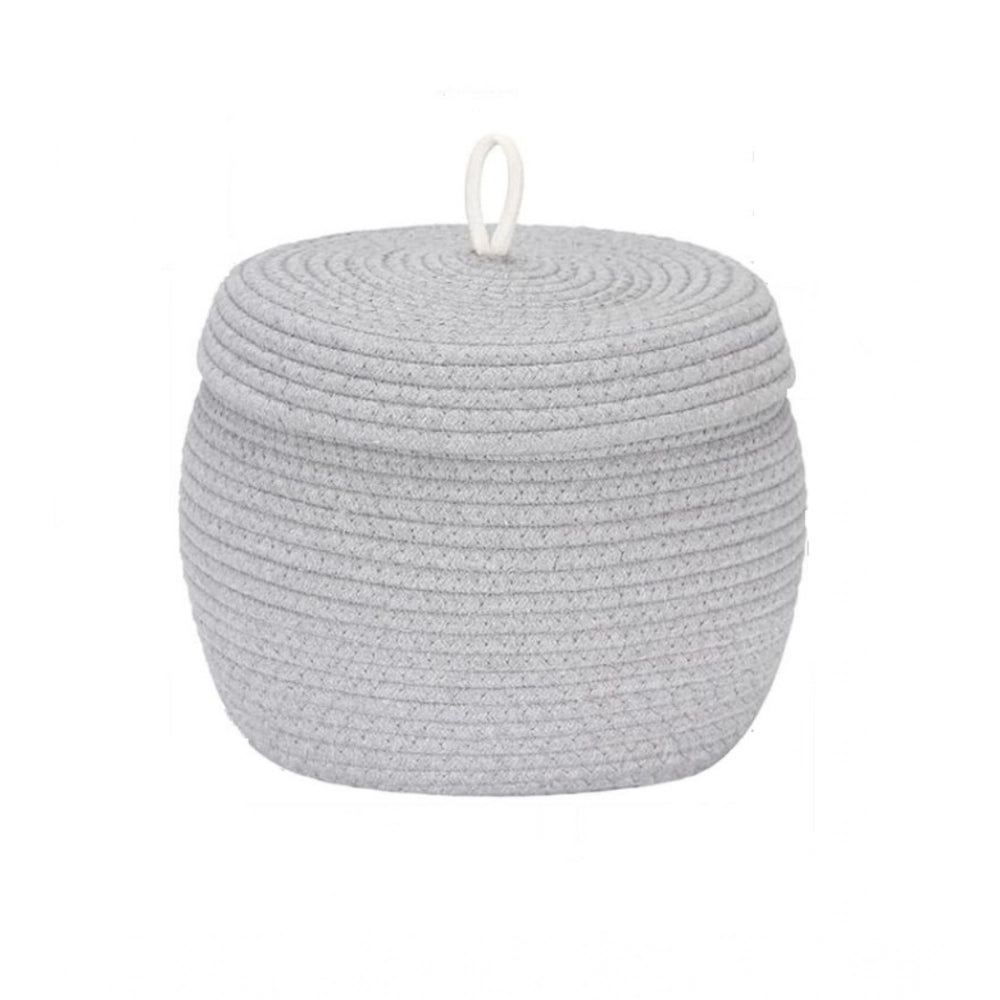 Amfyn Cotton Bear Shaped Storage Matka Basket With Lid Pack of 1 (Grey)