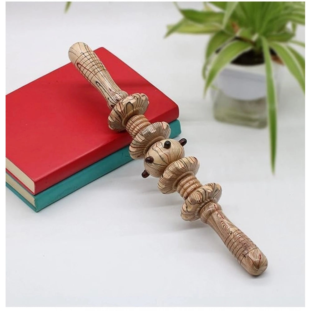 Amfyn Wood 7 Wheels Fancy Gua Sha Massager Roller (Wood)