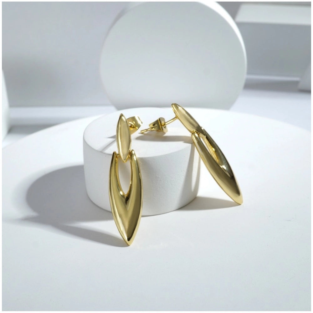 Amfyn Women's brassNew Gold Tone Polish Mini Office Earrings (Gold Plated)