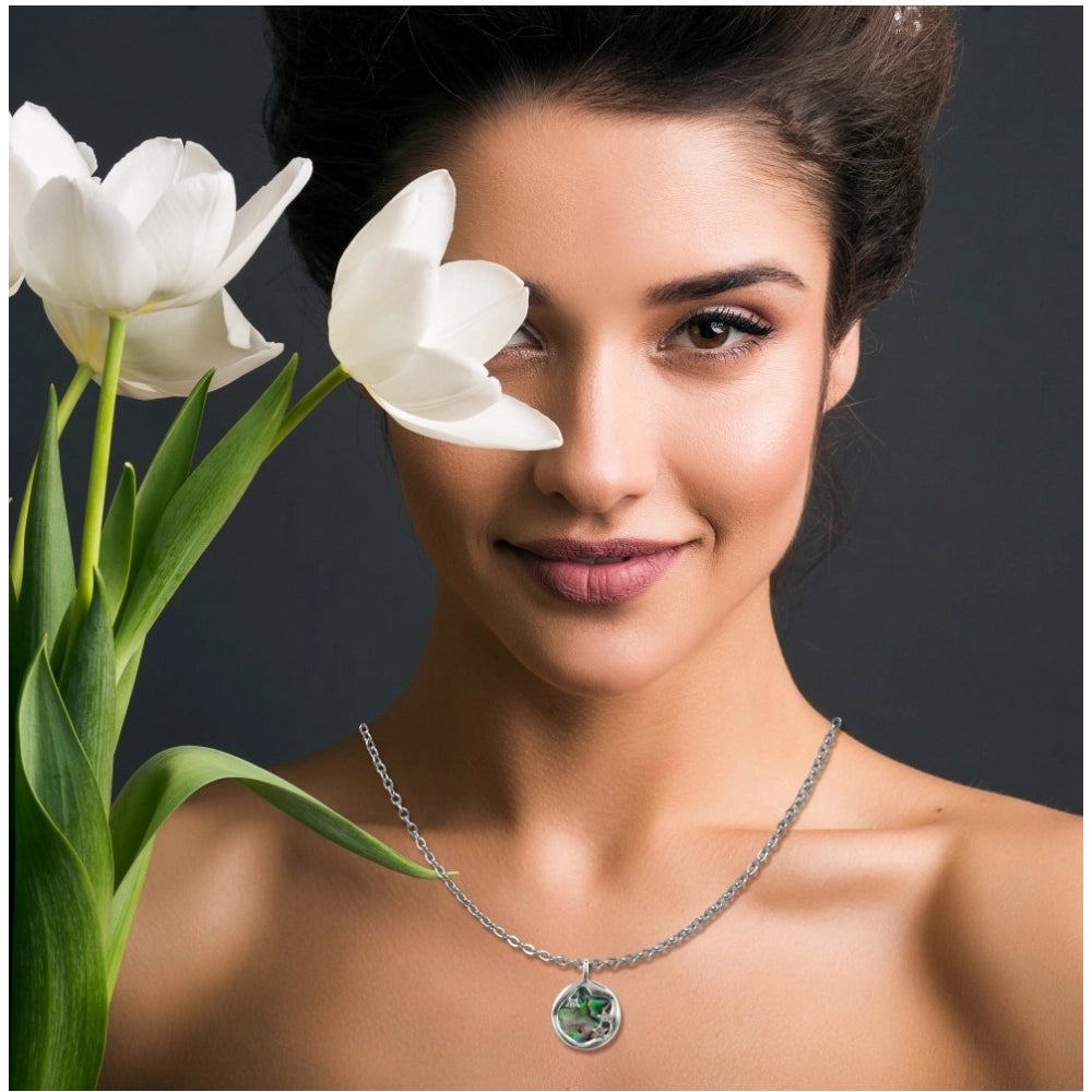 Amfyn Women's Stainless Steel Galaxy Pendent Delicate Chain (Silver Plated)