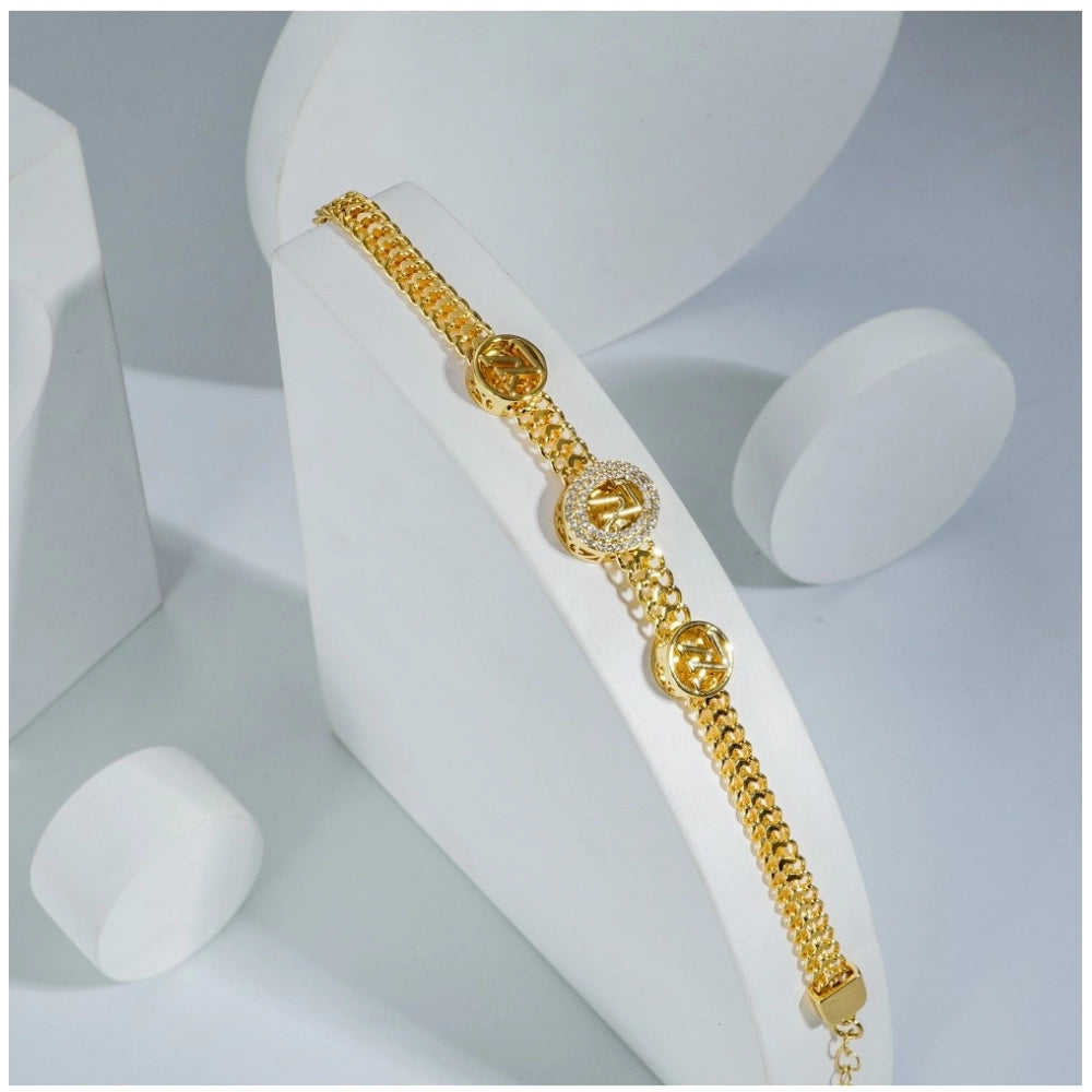 Amfyn Stainless Steel Unisex Gold Freesize Stainless Steel Loose Bracelet (Gold Plated)