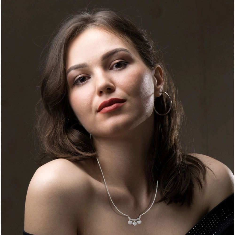 Amfyn Women's Stainless Steel Imported Stanless Steel Heart Pendent Chain (Silver Plated)