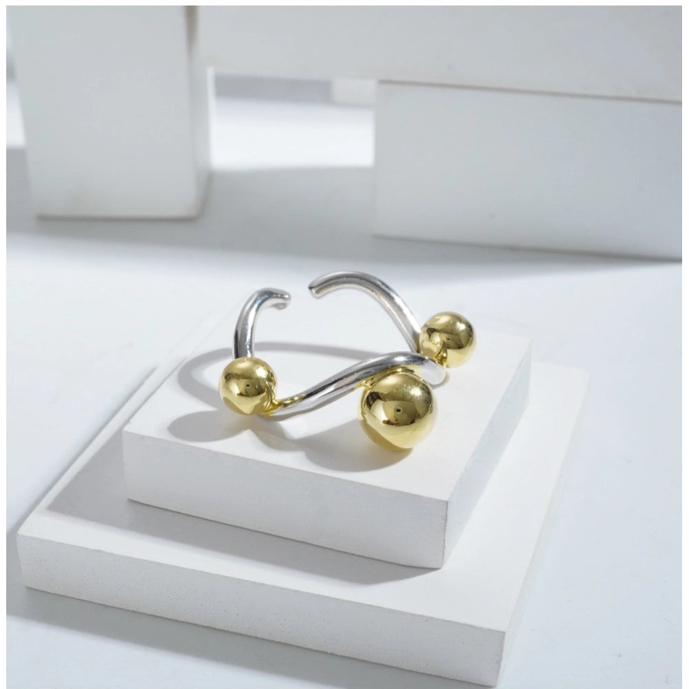 Amfyn Stainless Steel Stainless Steel Daily Wear Freesize Ring (Silver Plated)