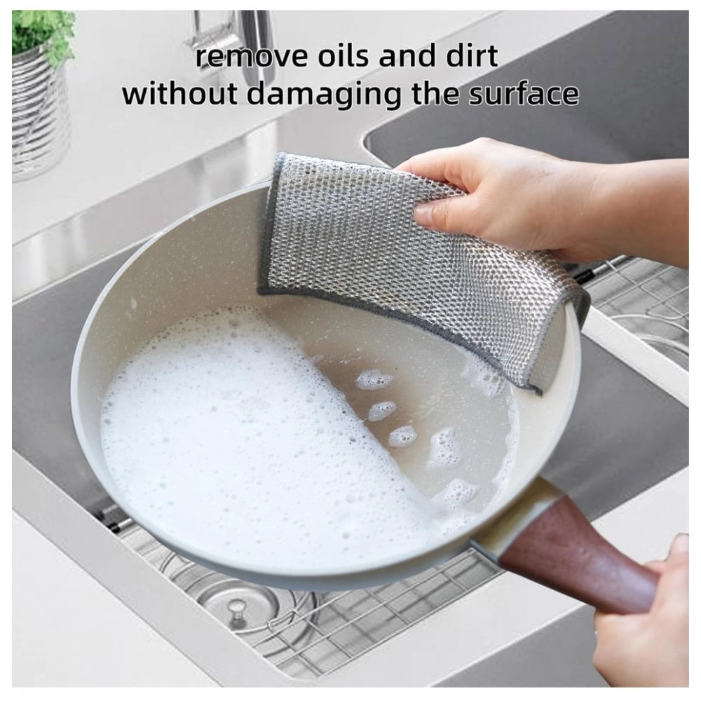 Amfyn Polyester Two Layer Non Scratch Dish Wash Cloth Pack of 10 (Multicolor)