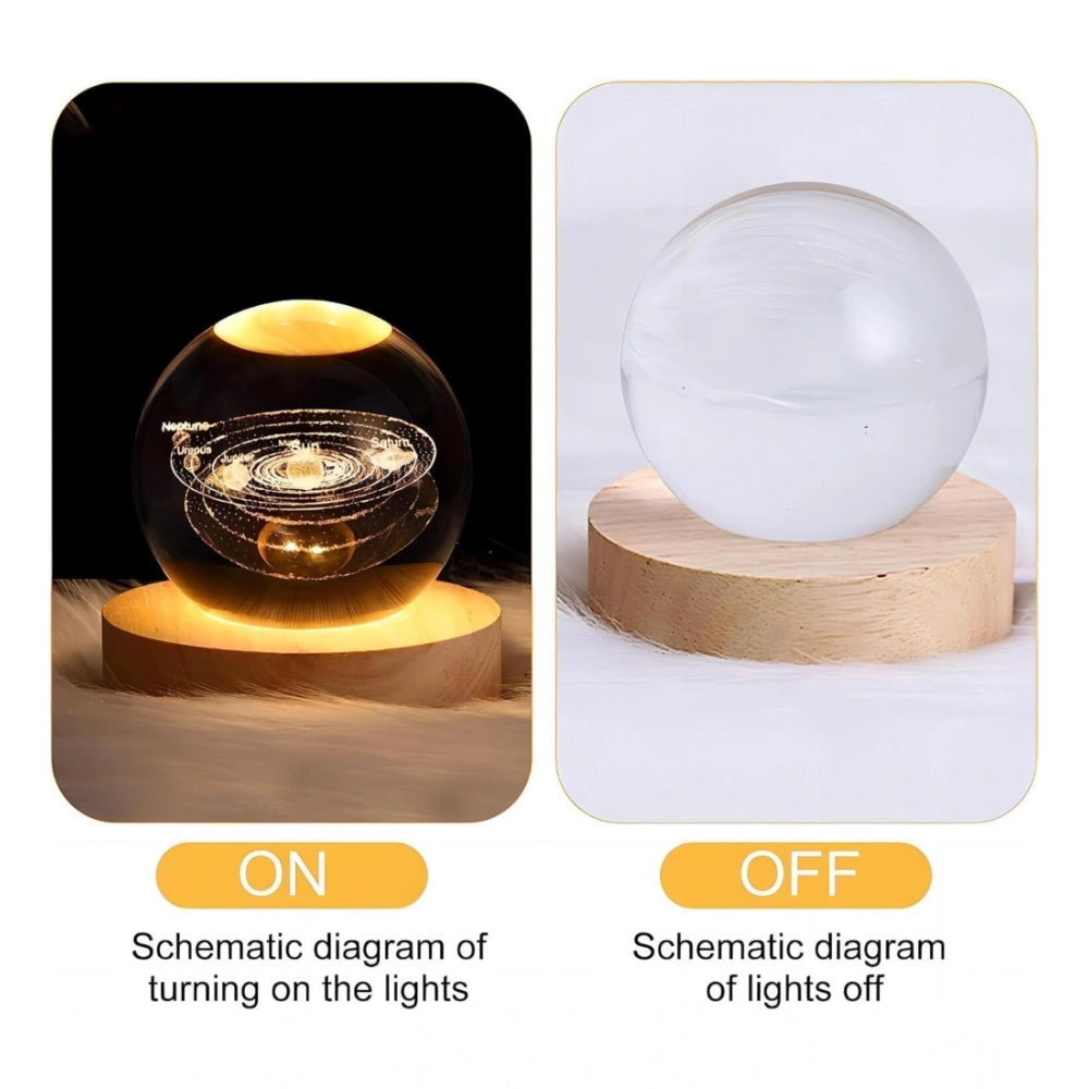Amfyn Wood 3D Galaxy Crystal Ball Night Lamp Colorful LED Wooden Dolphin with Moon (Transparent)