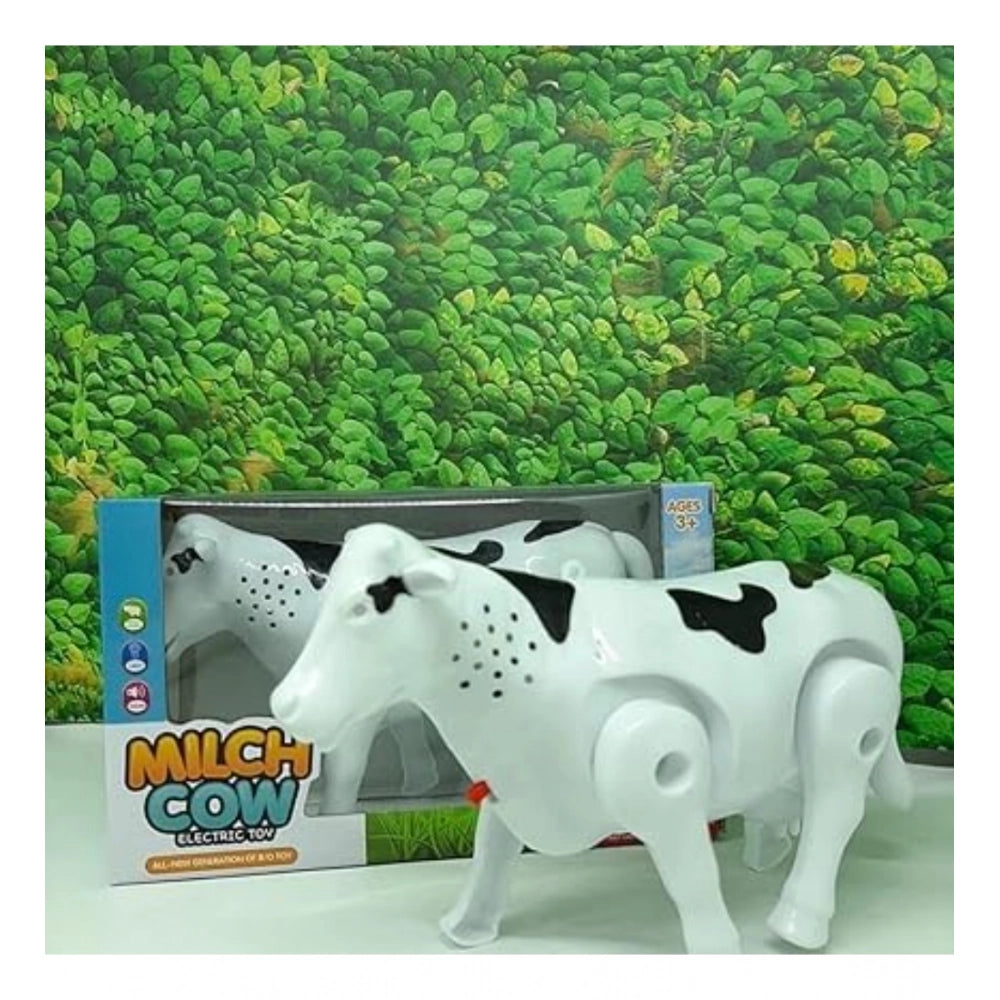 Amfyn Plastic Electric Milk Cow Moving Legs And Shake Tail (Multicolor )