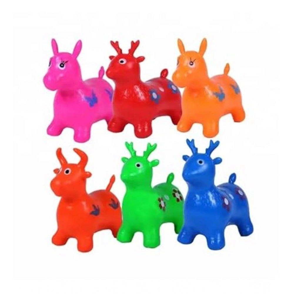 Amfyn Plastic Inflatable Jumping And Riding Horse Air Animal Shape Jumping Toys (Multicolor )