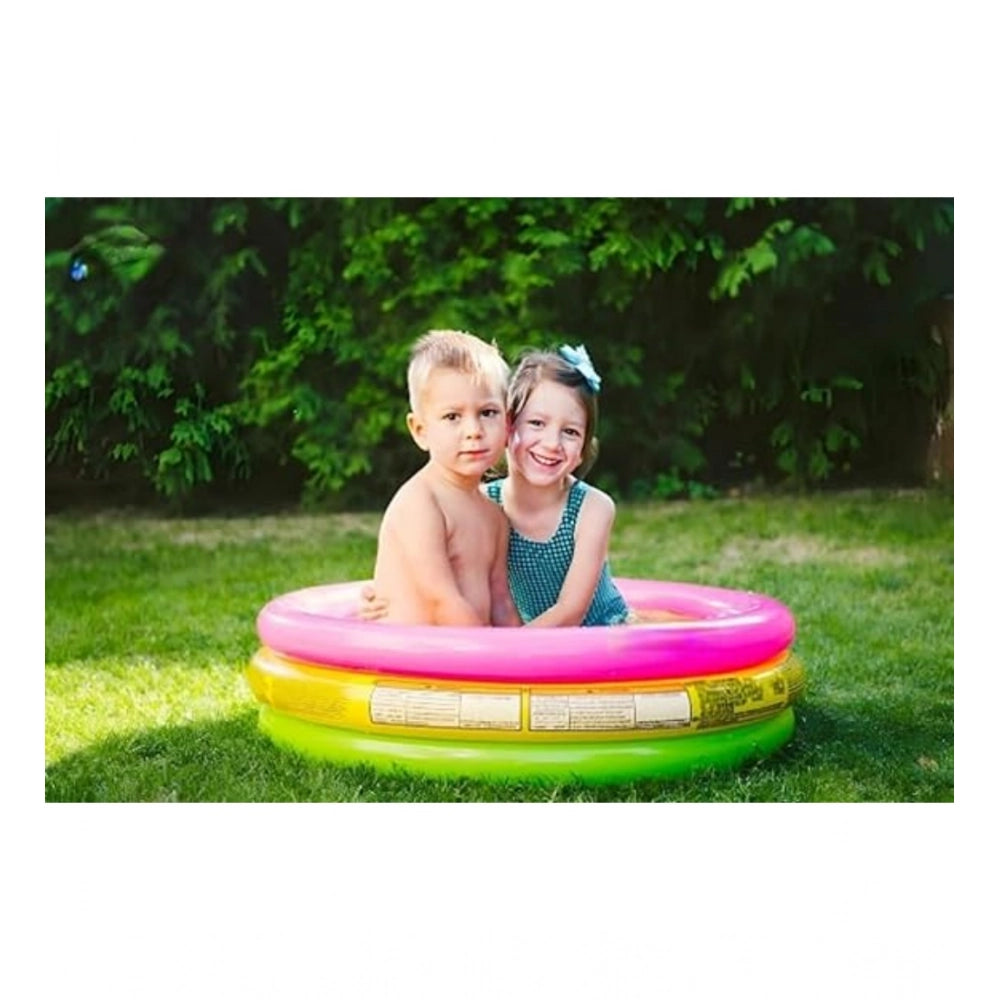 Amfyn Plastic Bath Tub With Pump 3 Ft Round For Kids (Multicolor )