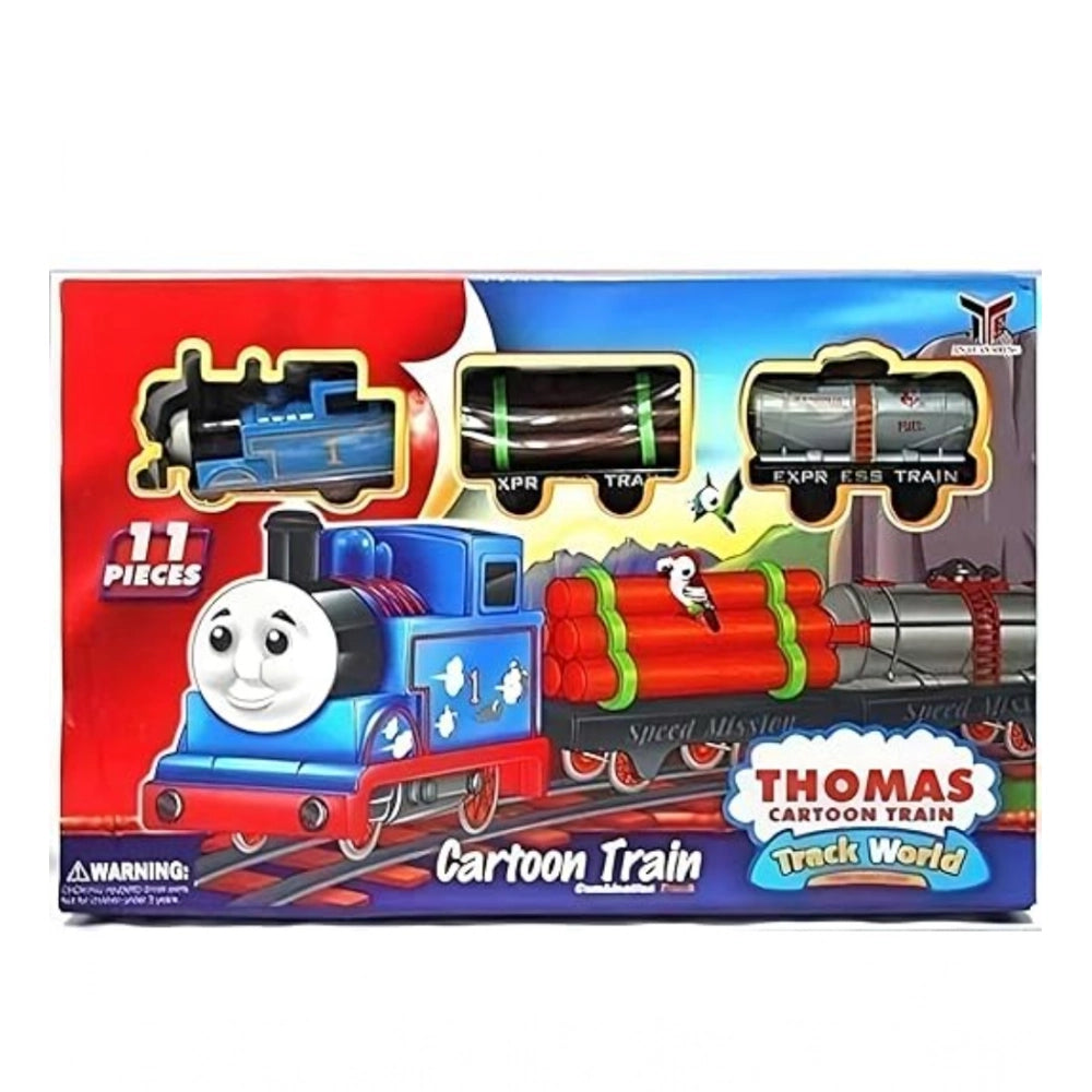Amfyn Plastic Thomas Express Train 11Pcs Toy Set With Tracks (Multicolor)