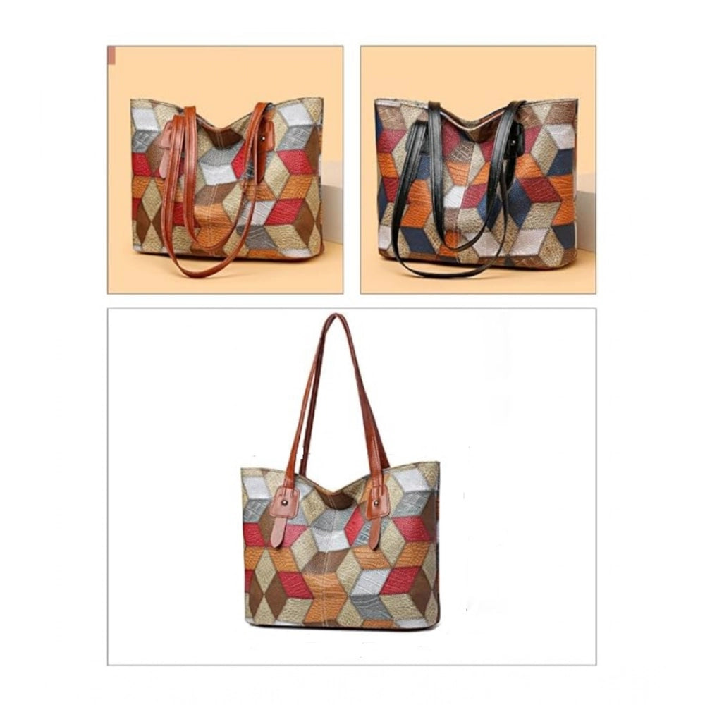 Amfyn Women's PU Leather Zipper ToteBag (Multicolor)