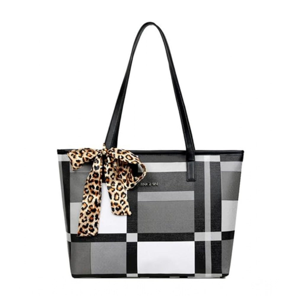 Amfyn Women's Faux Leather Zipper ToteBag (Multicolor)